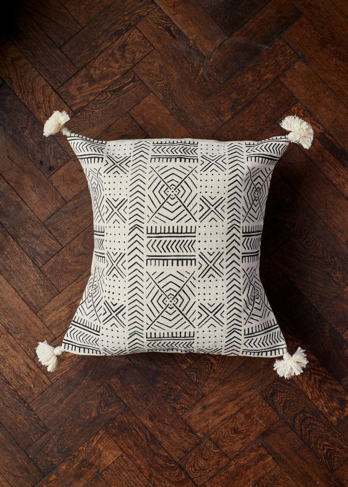Mudcloth Throw Pillow, Cotton, 18x18, Black & White, Decorative Pillows -  Or & Zon