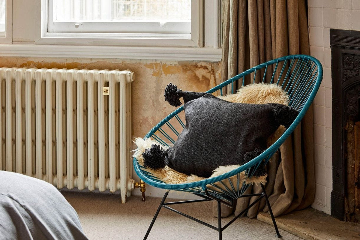 Blue Oasis Pom Pom Pillow Cover