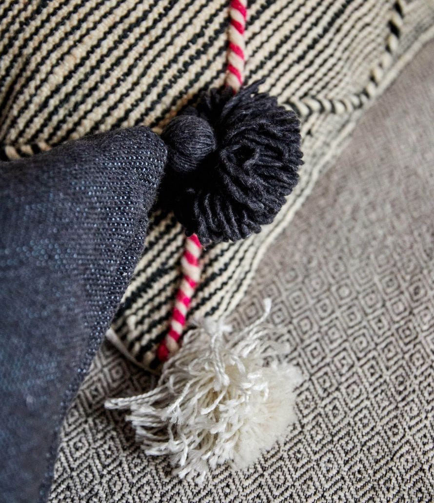 Blue Oasis Pom Pom Pillow Cover