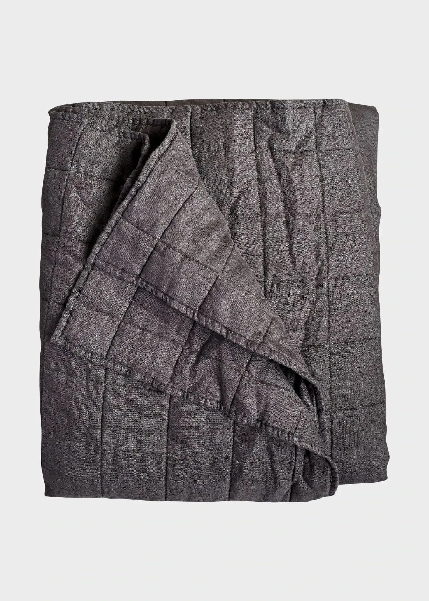 Charcoal Grey Stonewashed Linen Quilt