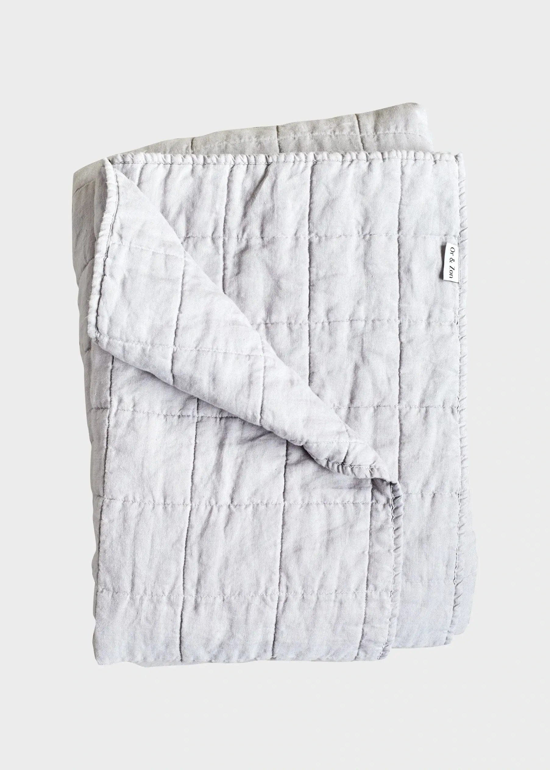 Light Grey Stonewashed Linen Quilt