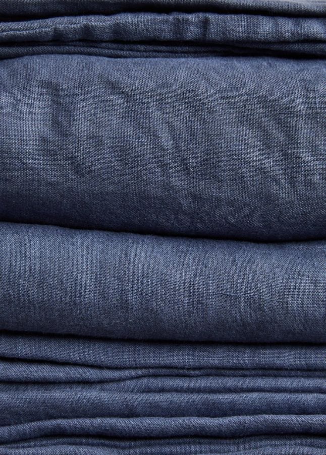 Navy Blue Stonewashed Linen Duvet Cover