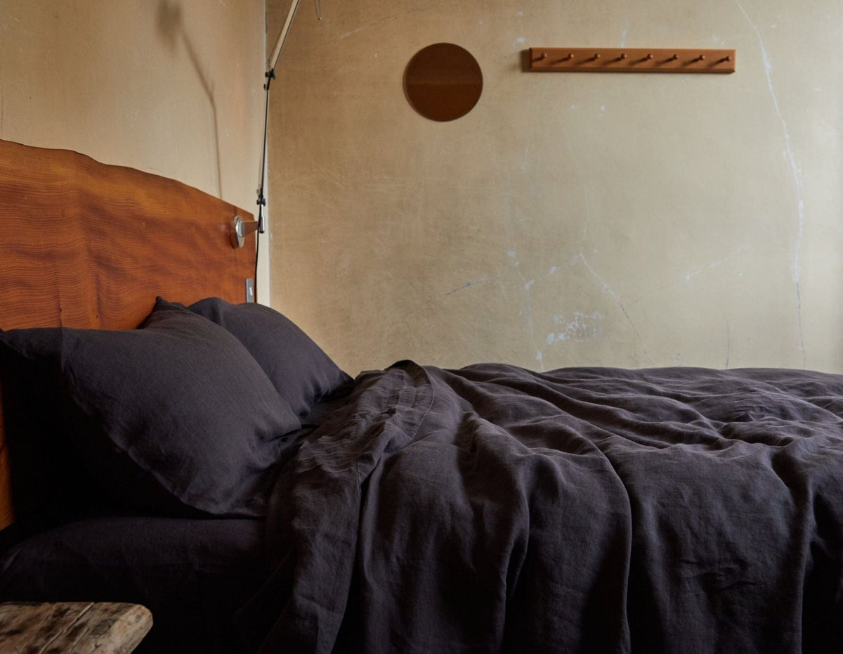 Charcoal Stonewashed Linen Flat Sheet