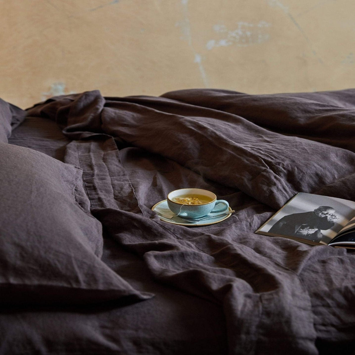 Charcoal Stonewashed Linen Flat Sheet