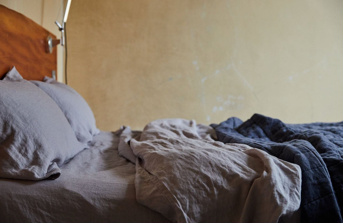 Light Grey Stonewashed Linen Sheet set