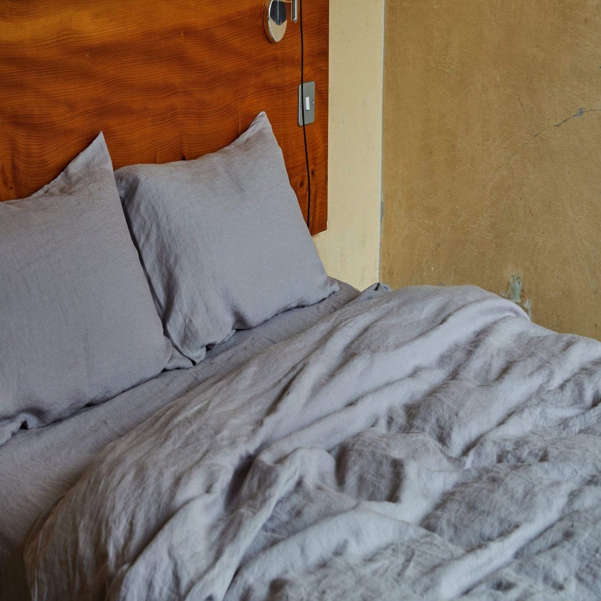 Light Grey Stonewashed Linen Flat Sheet