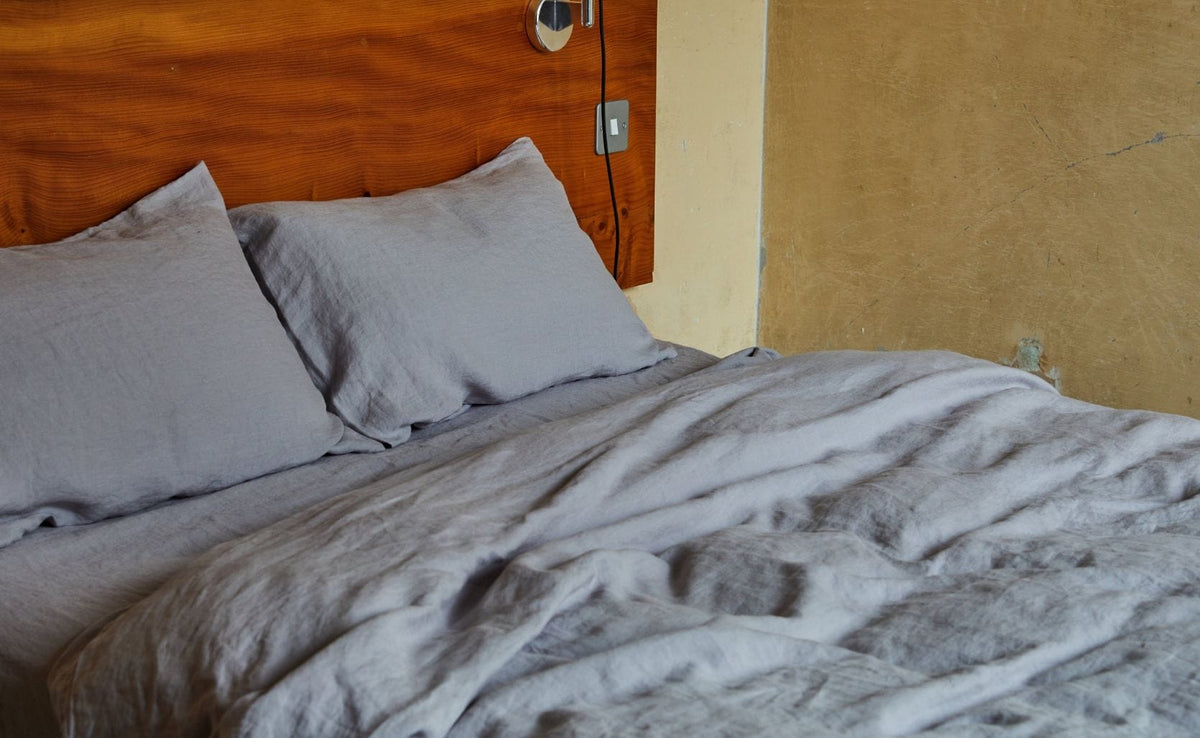 Light Grey Stonewashed Linen Duvet Cover
