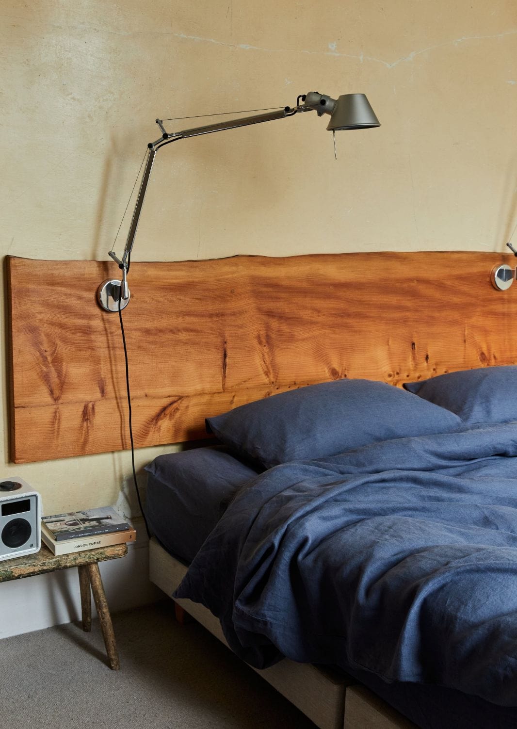 Navy Blue Stonewashed Linen Duvet Cover