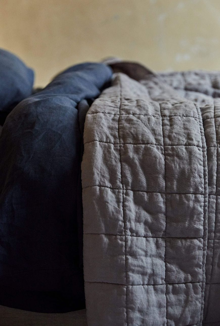 Light Grey Stonewashed Linen Quilt
