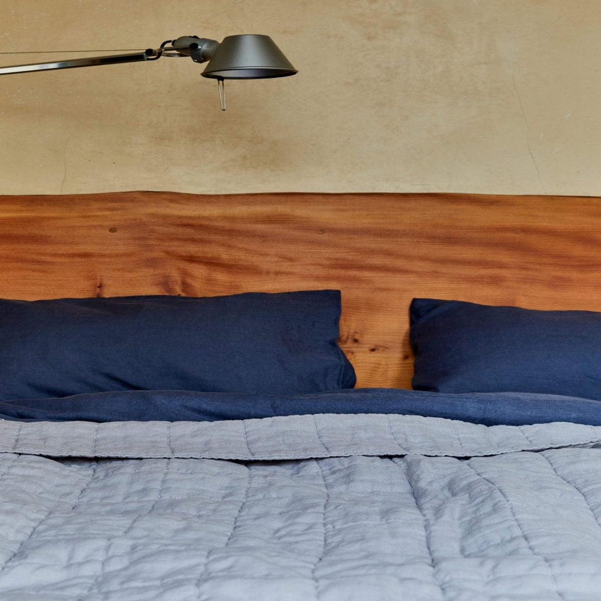 Navy Blue Stonewashed Linen Pillowcase