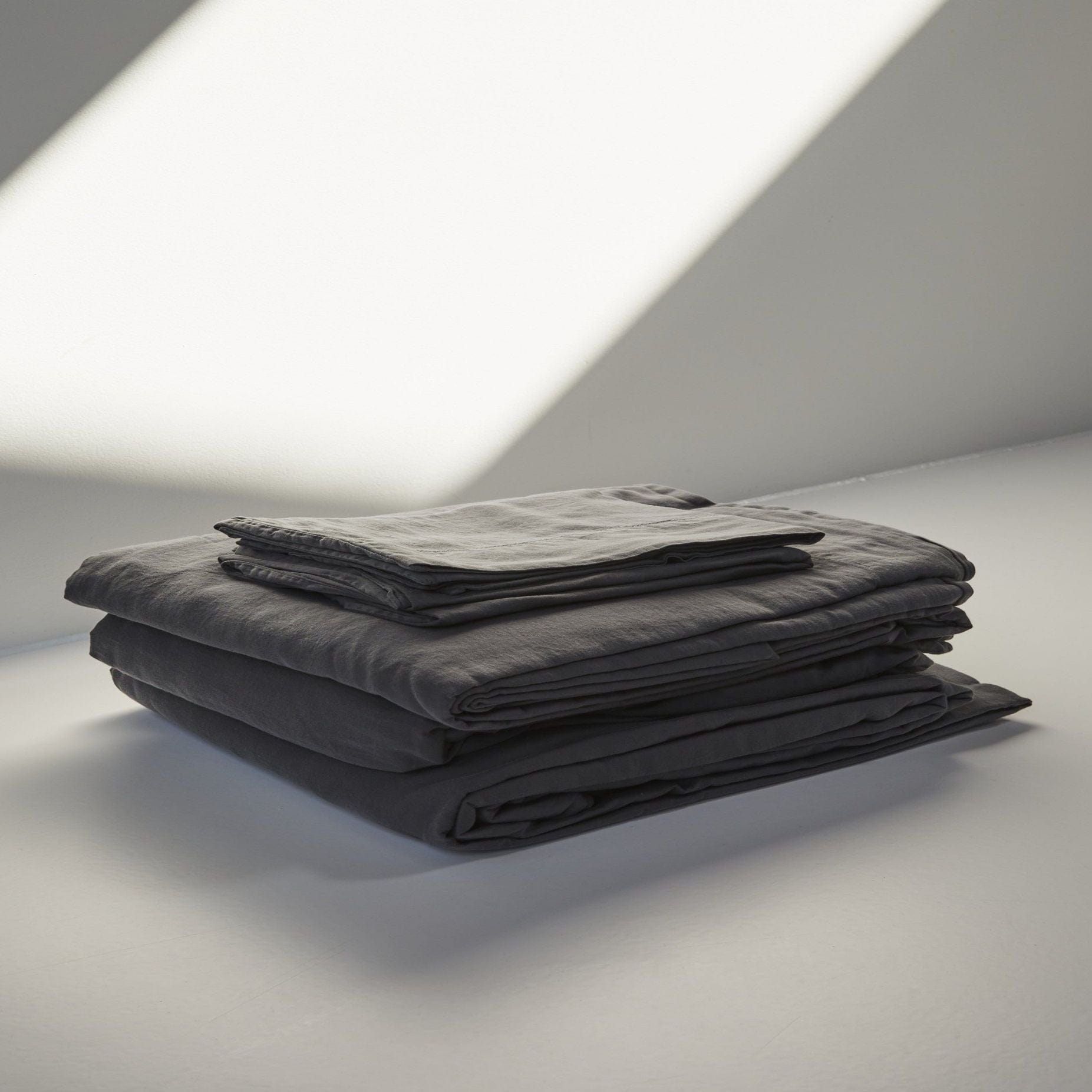 gray organic cotton sateen sheet set