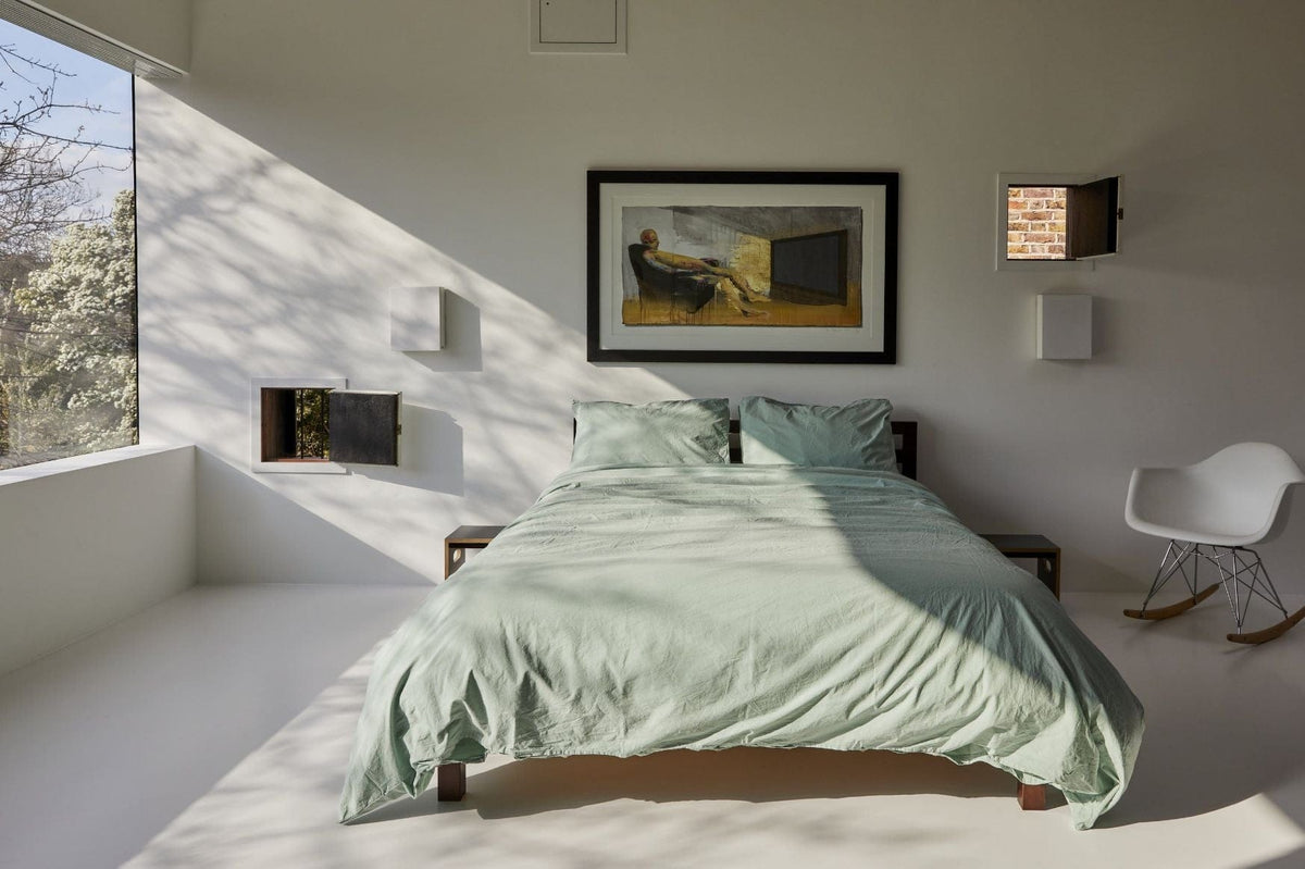 Organic Percale Duvet  Cover - Frosty Green