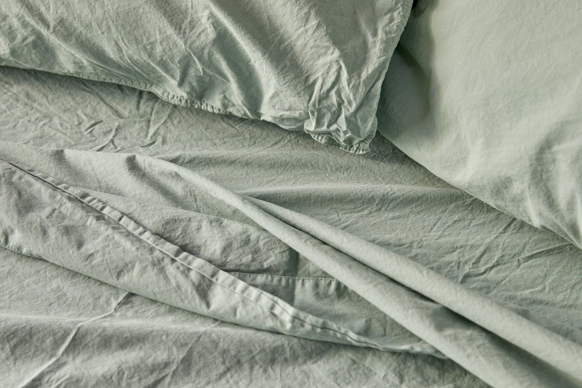 Organic Percale Sheet Set  - Frosty Green