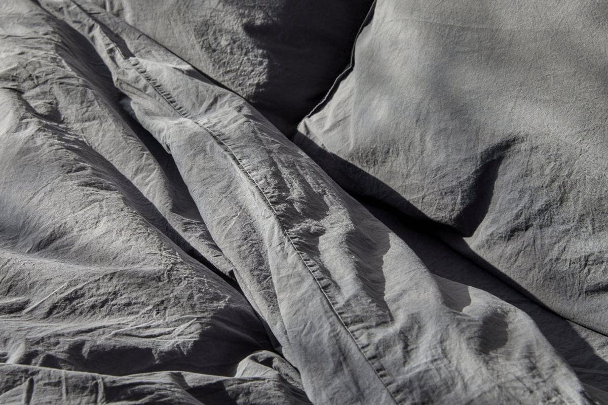 Cotton Percale Bedding Set - Rustic Grey