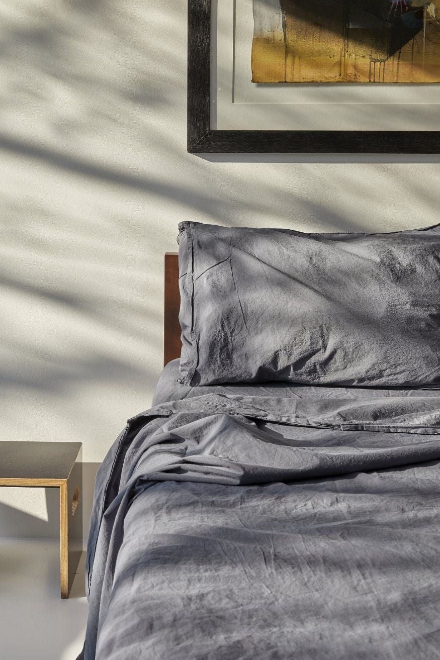 Cotton Percale Bedding Set - Rustic Grey