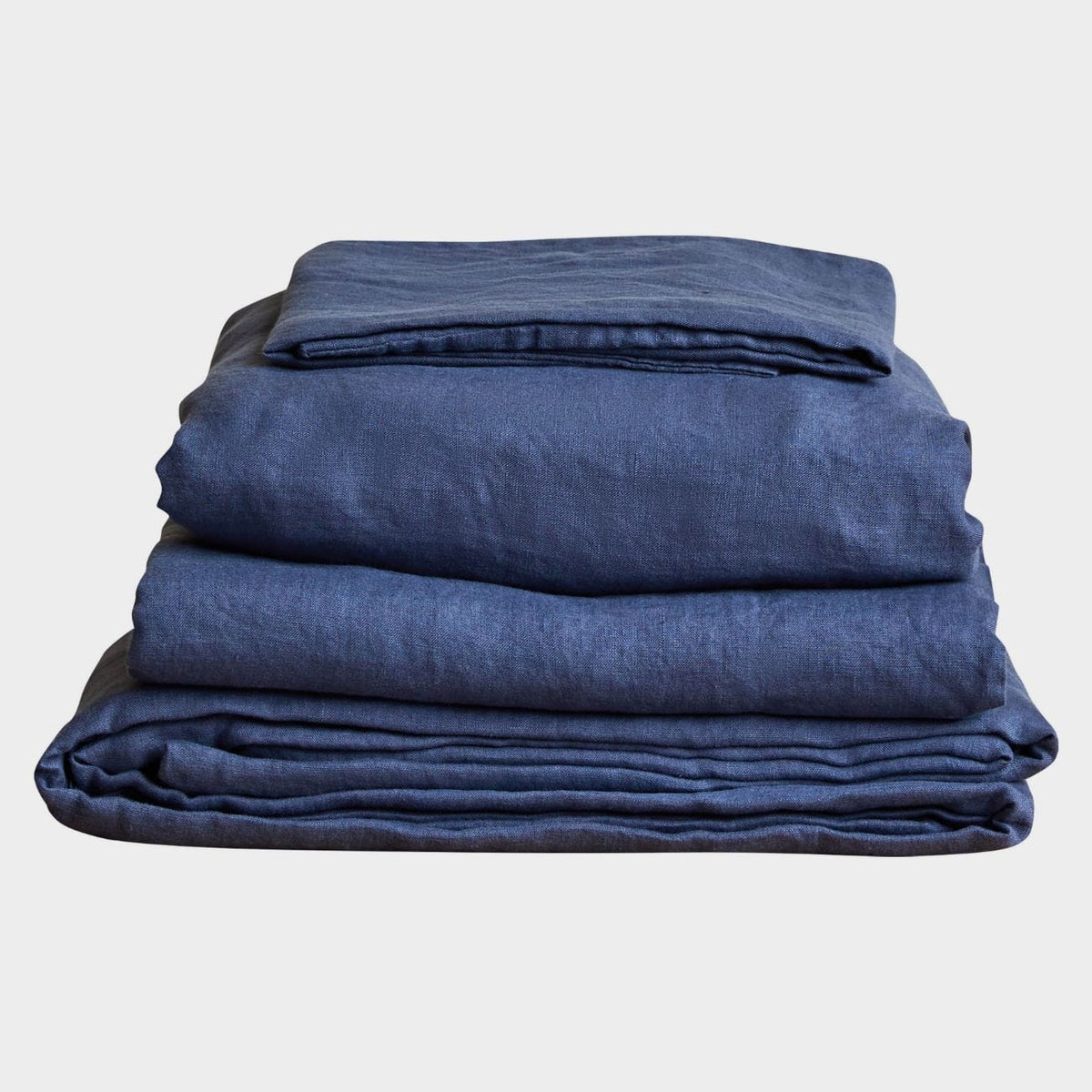 Navy Blue Stonewashed Linen Sheet Set