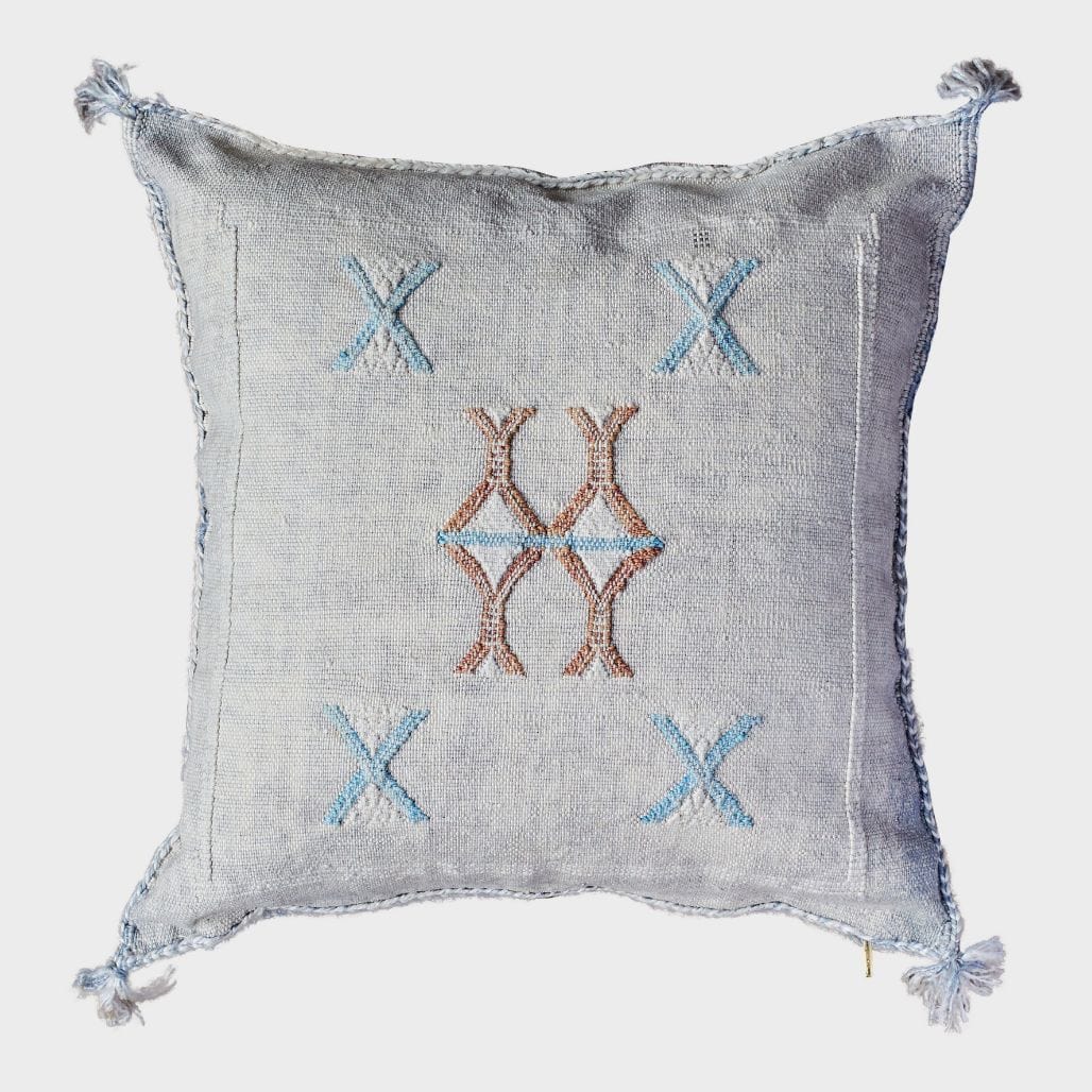 light blue Princess Sabra cactus silk pillow cover