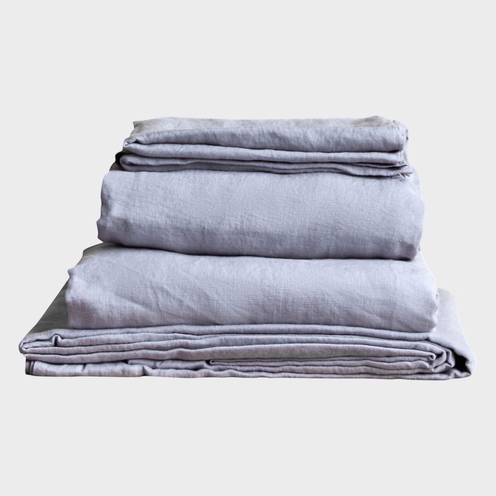 Light Grey Stonewashed Linen Bed Set